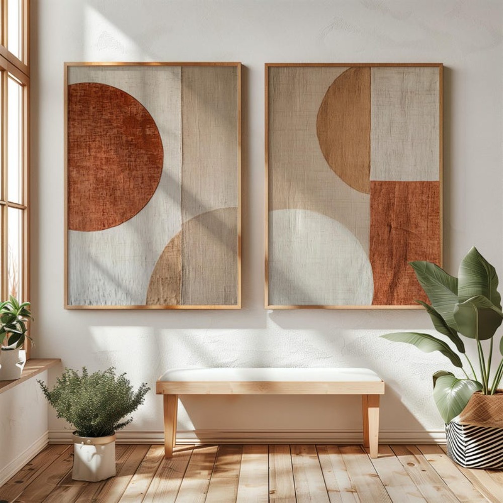 Abstract Canvas Set - 2pcs 프레임리스 캔버스 페인팅 2개/세트 베이지