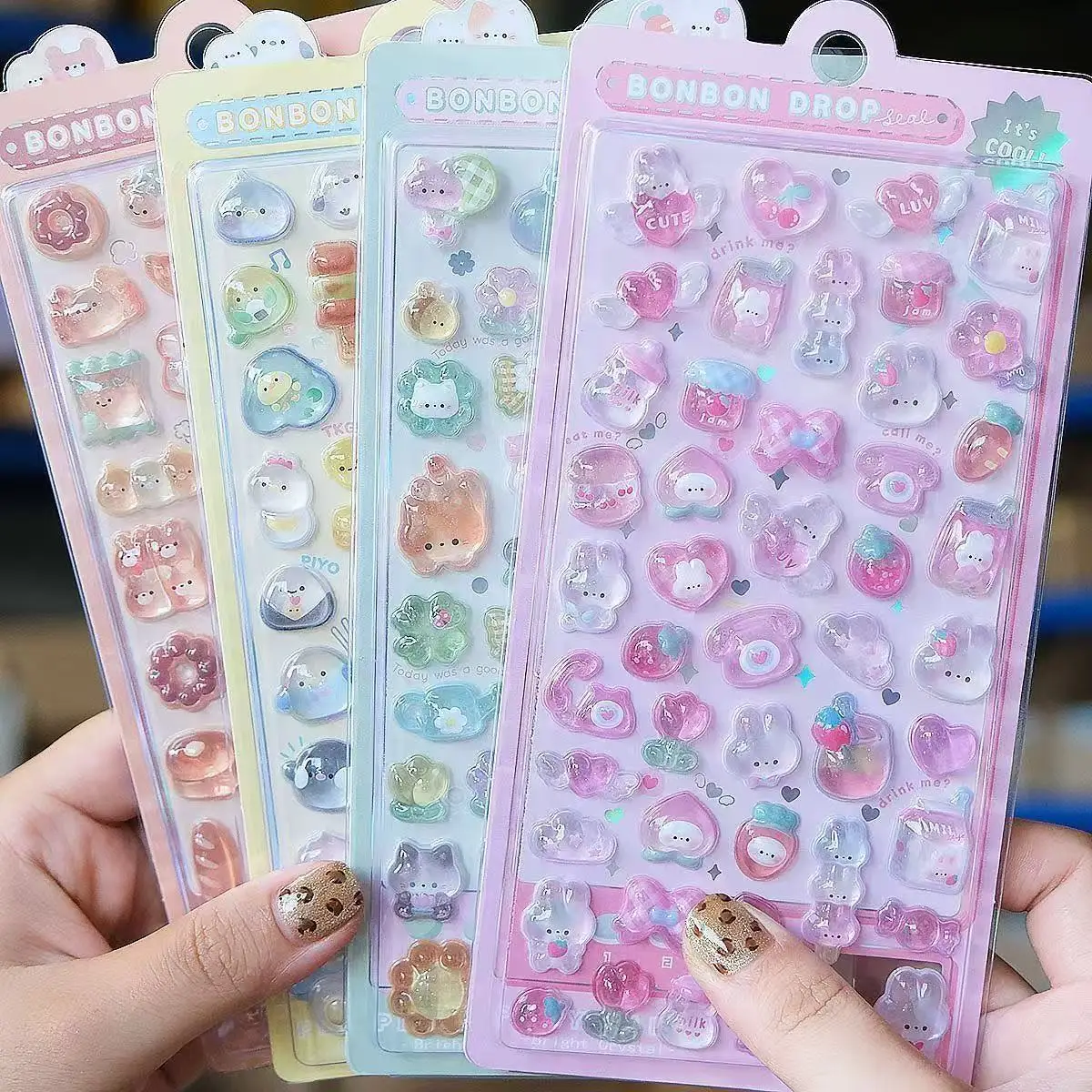 Wall Sticker - =-=2027Kawaii 3D 젤리 수지 스티커 귀여운