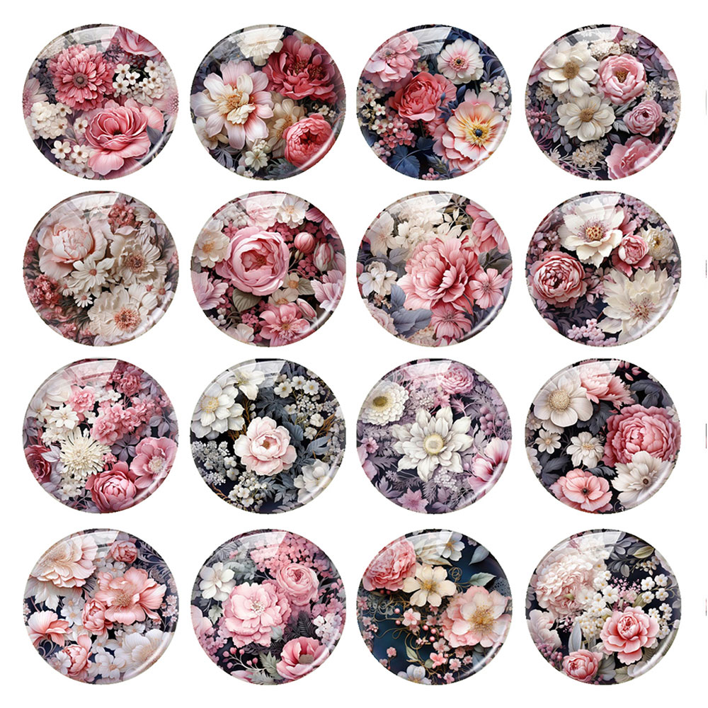 Vase Decor - 랜덤 믹스 라운드/타원형/사각형 핑크 장미꽃 식물