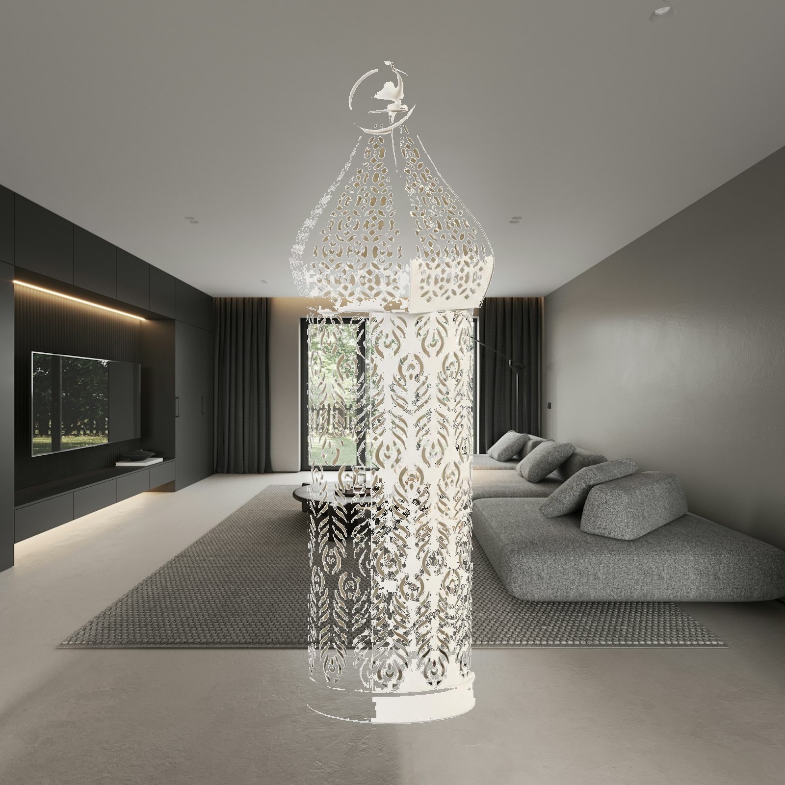 돔형 덮개와 손잡이가 달린 흰색 철제 모로코풍 랜턴 캔 - Candle Holder Decor 리뷰 및 가격