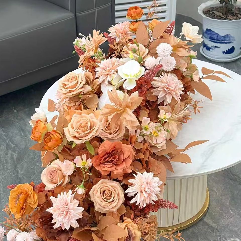 2M 럭셔리 5D 오렌지 카라멜 가을 꽃무늬 러너 플라 - Table Runner 리뷰 및 가격