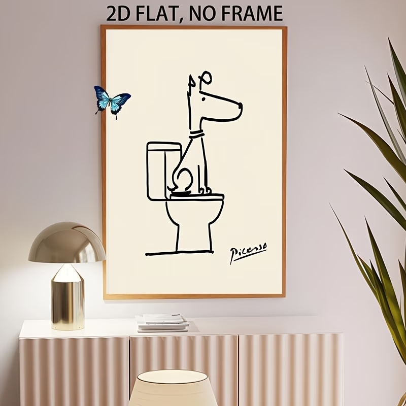 현대, 복고풍 재미있는 개 화장실 피카소 라인 벽 아트 - Interior Design Living Room 리뷰 및 가격