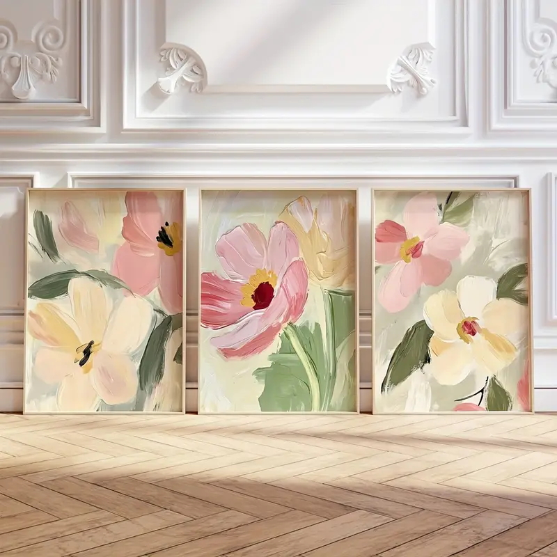 3 개/대 파스텔 꽃 캔버스 포스터 중립 톤 추상 꽃  - Abstract Canvas Set 리뷰 및 가격