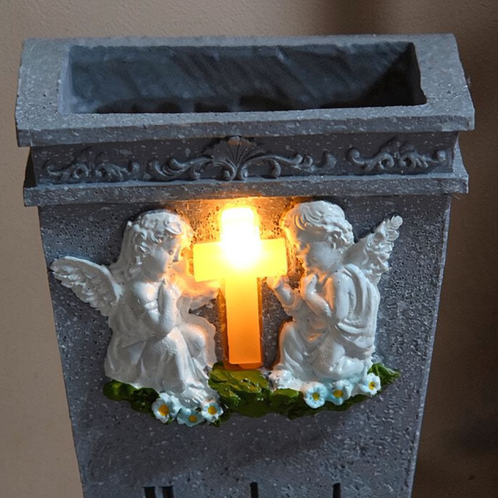 수지 재질의 태양 십자가 천사 장식, 묘지용 꽃병, 야 - Vase Decor 리뷰 및 가격