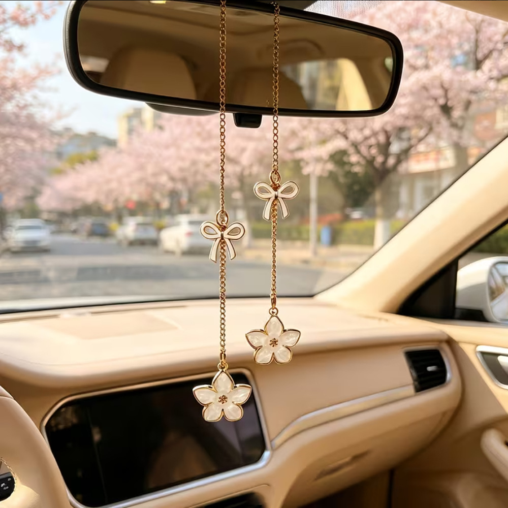 자동차용 사이드미러 장식 - 핑크색 벚꽃 펜던트와 금색 - Decorative Mirror 리뷰 및 가격
