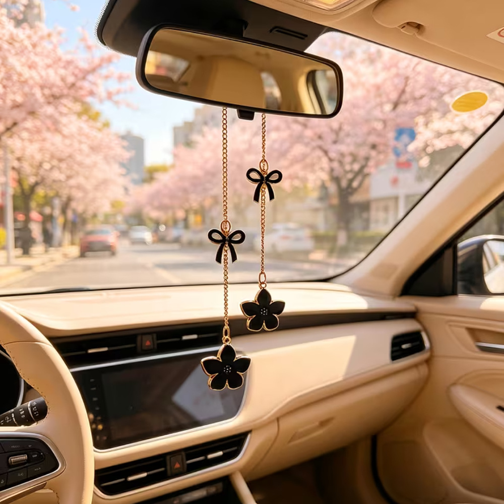 자동차용 사이드미러 장식 - 핑크색 벚꽃 펜던트와 금색 - Decorative Mirror 리뷰 및 가격