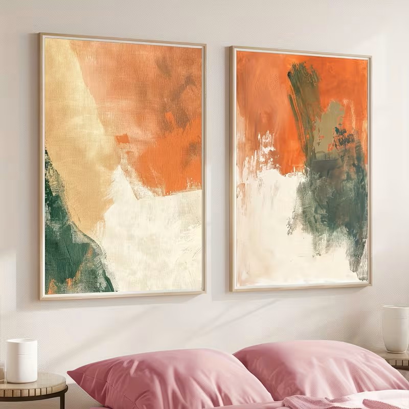추상적인 캔버스 벽 장식 세트, 테라코타 보헤미안 스타 - Abstract Canvas Set 리뷰 및 가격