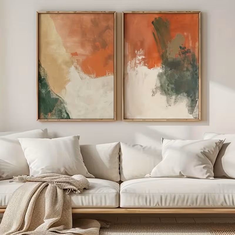 추상적인 캔버스 벽 장식 세트, 테라코타 보헤미안 스타 - Abstract Canvas Set 리뷰 및 가격