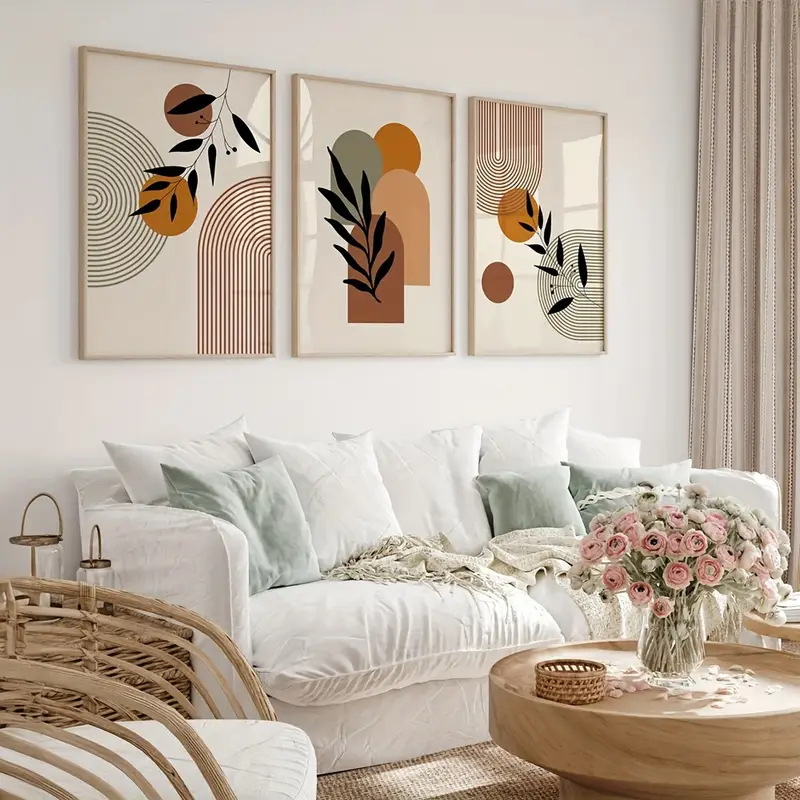 3개 보헤미안 스타일 식물 기하학적 추상 포스터, 레트 - Abstract Canvas Set 리뷰 및 가격