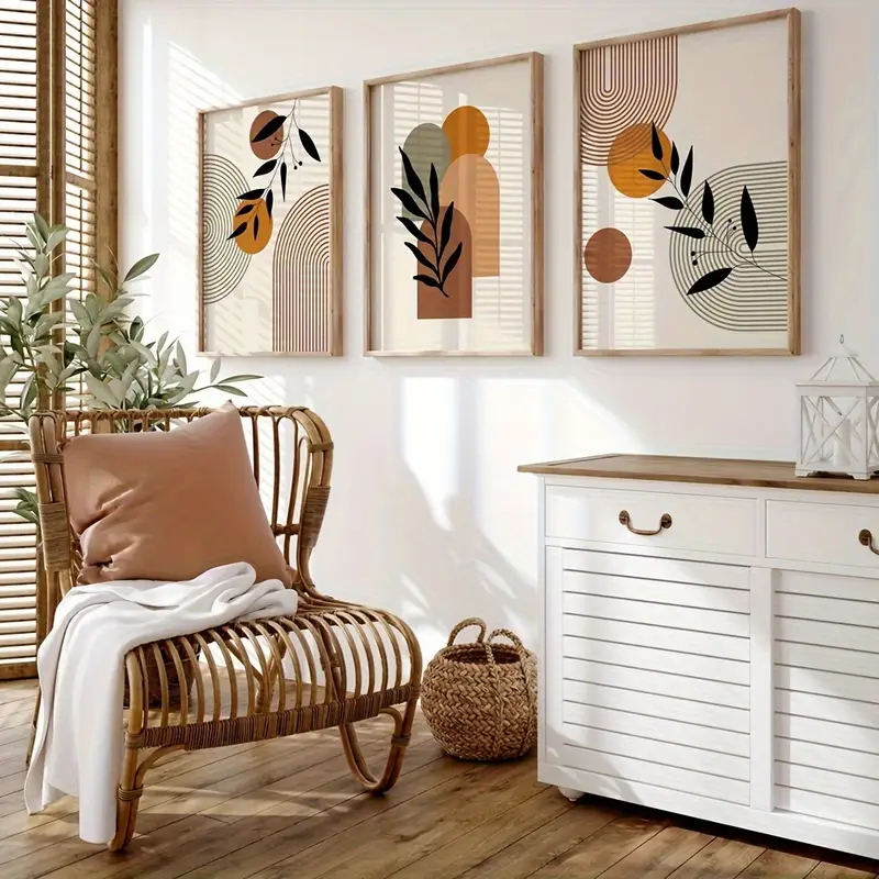 3개 보헤미안 스타일 식물 기하학적 추상 포스터, 레트 - Abstract Canvas Set 리뷰 및 가격